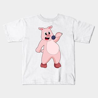 Pig at Singing with Microphone Kids T-Shirt